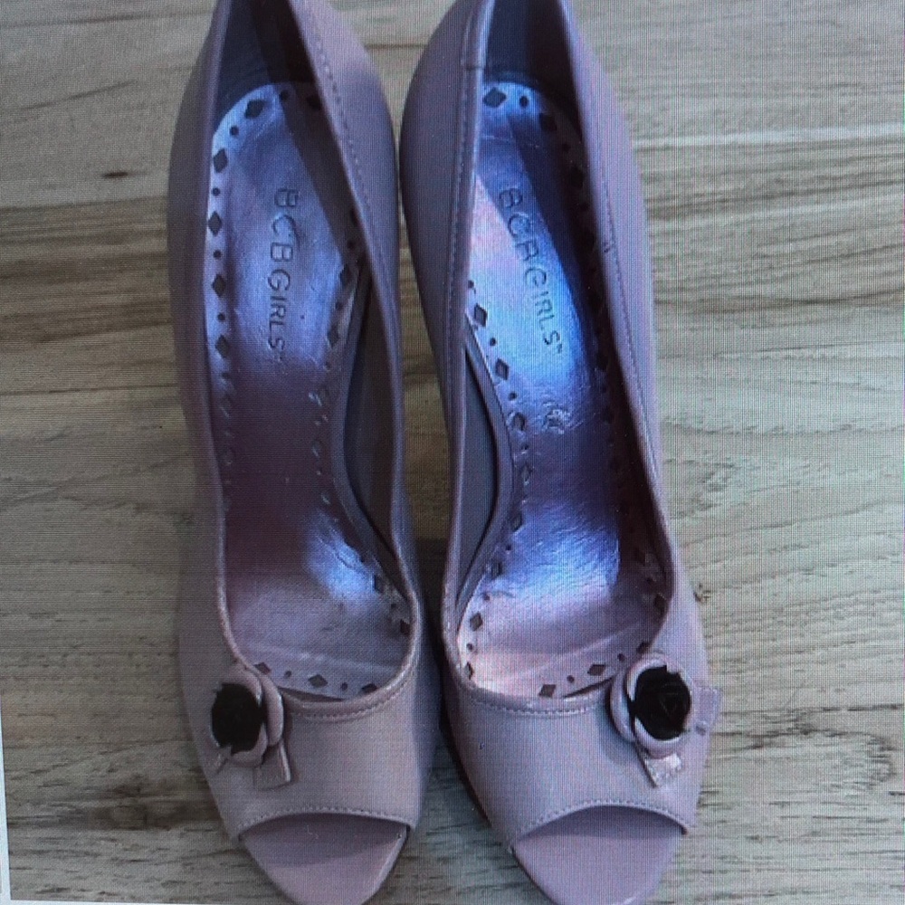 Blush Peep Toe Heels with Bow